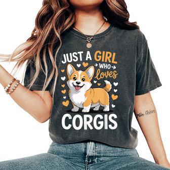 Just A Girl Who Loves Corgis Women's Oversized Comfort T-Shirt - Thegiftio UK