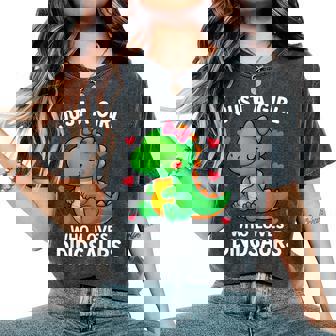 Just A Girl Who Loves Dinosaurs Cute Dino Lover Women Women's Oversized Comfort T-Shirt | Seseable UK