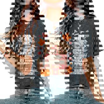 Just A Girl Who Loves Fall & Book Autumn Reading Book Lover Women's Oversized Comfort T-Shirt - Monsterry