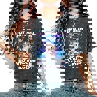 Just A Girl Who Loves K-Pop Cute Listening Kpop Music Lovers Women's Oversized Comfort T-Shirt | Mazezy