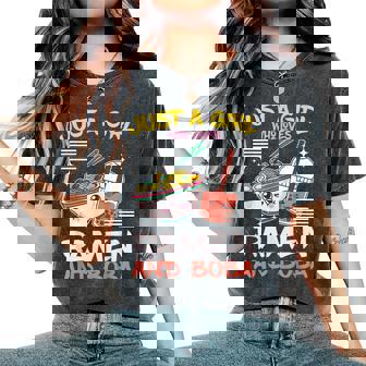 Just A Girl Who Loves Ramen And Boba Bubble Tea Japanese Women's Oversized Comfort T-Shirt - Thegiftio