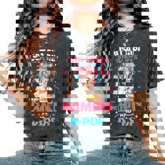 Just A Girl Who Loves Ramen And K-Pop Kpop Lover Women's Oversized Comfort T-Shirt - Thegiftio