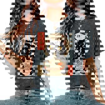 Kawaii Anime Cat Ramen Japanese Graphic Ns Women's Oversized Comfort T-Shirt - Thegiftio