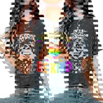 Be Kind Gay Pride Lgbt Cute Rainbow Heart Lgbt-Q Support Women's Oversized Comfort T-Shirt - Monsterry