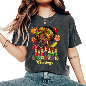 Kwanzaa Blessings Afro American Celebration Black Woman Women's Oversized Comfort T-Shirt - Thegiftio UK