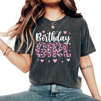 Leopard Cheetah Birthday Girl Animal Party Women's Oversized Comfort T-Shirt - Seseable