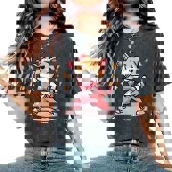 Lindo Gato Fitness Entrenamiento Divertido Es Gimnasio Entrenamiento Camiseta extragrande cómoda para mujer - Regaloses