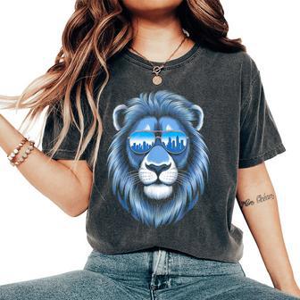 Lions Blue Animal School Sport Fan Lion Women's Oversized Comfort T-Shirt - Thegiftio UK