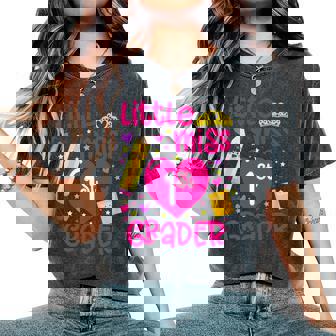 Little Miss 1st Grader 1st Grade Girl First Day Of School Women's Oversized Comfort Colors T-Shirt | Mazezy