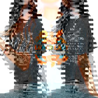 Lunch Lady Pumpkin Leopard Print Thanksgiving Fall Autumn Women's Oversized Comfort T-Shirt | Mazezy