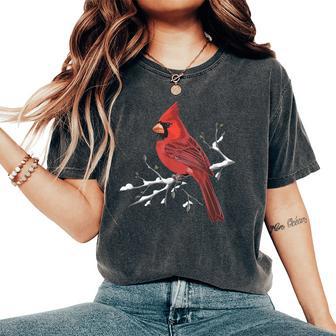 Majestic Red Cardinal Birdwatching Birdwatcher Bird Lover Women's Oversized Comfort T-Shirt - Thegiftio UK