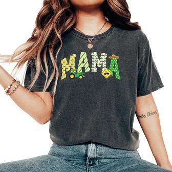 Mama Of The Birthday Boy Tractor Farm Trucks Family Party Women's Oversized Comfort T-Shirt | Seseable UK