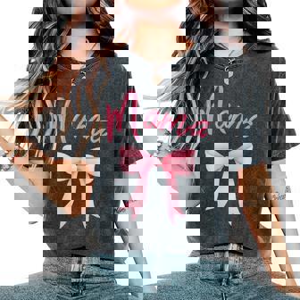 Mama Of The Birthday Girl Pink Coquette Bow Family Matching Women's Oversized Comfort T-Shirt | Seseable CA