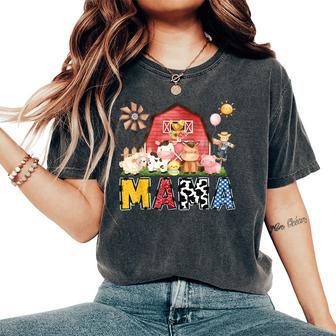 Mama Farm Cow Birthday Boy Matching Family Party Women's Oversized Comfort T-Shirt - Thegiftio UK