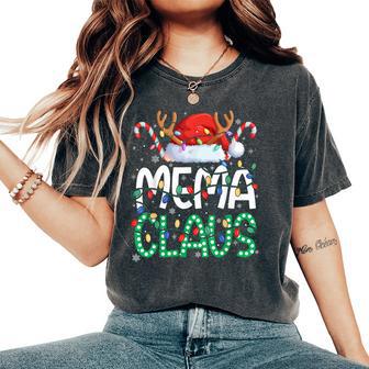 Mema Claus Christmas Lights Pajama Family Matching Grandma Women's Oversized Comfort T-Shirt - Thegiftio UK