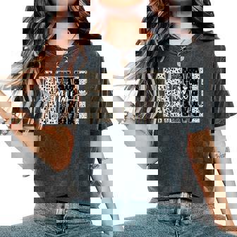 Mimi Bible Leopard Cross Faith And Love Christian Christmas Women's Oversized Comfort T-Shirt | Seseable CA