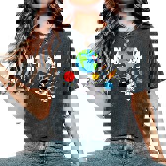 Mom Of The Birthday Astronaut Space Lover Family Matching Women's Oversized Comfort T-Shirt | Seseable UK