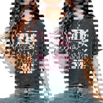 Mom Of The Birthday Girl Pink Bow Flower Birthday Girl Women's Oversized Comfort T-Shirt - Monsterry