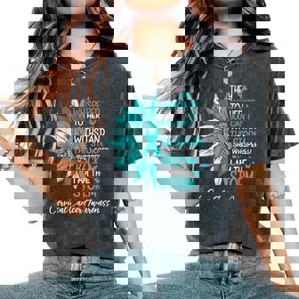 Motivation Cervical Cancer Awareness Sunflower Support Teal Women's Oversized Comfort T-Shirt - Monsterry