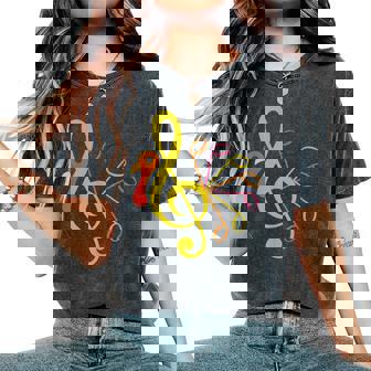 Music Note Symbol Turkey Teacher Fall Thanksgiving Autumn Women's Oversized Comfort T-Shirt | Mazezy