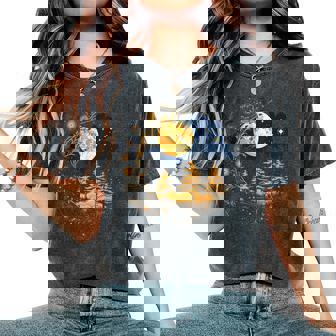 Mystical Sun And Moon With Woman Mystical Flowers Aesthetic Women's Oversized Comfort T-Shirt - Thegiftio