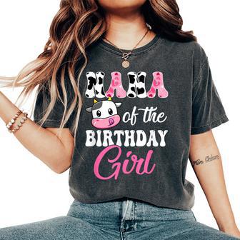Nana Of The Birthday Girl Farm Cow 1St Birthday Girl Women's Oversized Comfort T-Shirt - Thegiftio UK