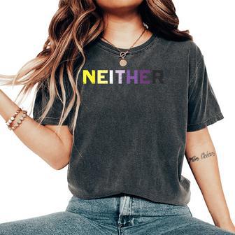 Nonbinary Neither Enby Nb Flag Pride Month Lgbtq Men Women's Oversized Comfort T-Shirt - Thegiftio UK