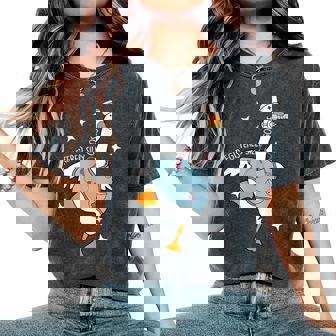 Nurse Silly Goose Pediatric Nurse Appreciation Black Cartoon Humor U-Neck Classic Fit Short Sleeve Size Small -Adult Nurses Nursing Students Women's Oversized Comfort T-Shirt - Monsterry