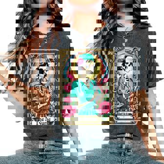 Nurse Skeleton Tarot Card Nursing Nurse Rn Lpn Np Emt Women's Oversized Comfort T-Shirt | Mazezy