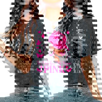 In October We Wear Pink Black Breast Cancer Awareness Women's Oversized Comfort T-Shirt | Mazezy