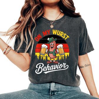Oktoberfest On My Wurst Behavior German Women Women's Oversized Comfort T-Shirt - Thegiftio UK