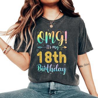 Omg It's My 18Th Birthday Girls 18 Years Old Birthday Women's Oversized Comfort T-Shirt - Thegiftio UK