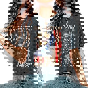 One Nation Under God Us Flag 4Th Of July Patriotic Christian Women's Oversized Comfort T-Shirt - Thegiftio