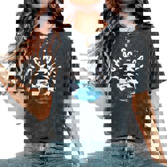 Orca Girl Familia Ballenaalvaje Animales Marinosidailvestre Niños Y Niñas Camiseta extragrande cómoda para mujer - Regaloses