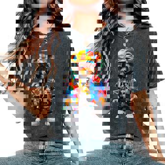 Oso De Peluche Colorido Hip-Hop Con Gráfico Con Capucha Cuello Camiseta extragrande cómoda para mujer - Regaloses