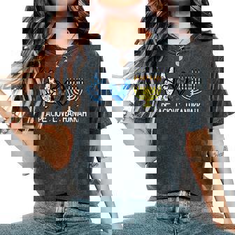 Peace Love Hanukkah Retro Chanukah Jewish Men Women Kids Women's Oversized Comfort Colors T-Shirt | Mazezy