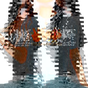 Peace Love Turkey Pilgrim Thanksgiving For Girls Women's Oversized Comfort T-Shirt | Mazezy