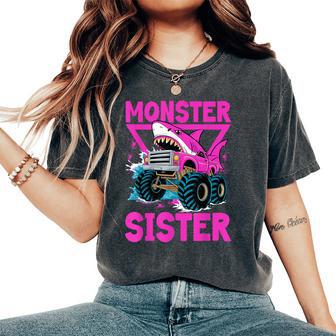 Pink Shark Monster Truck Sister Monster Truck Are My Jam Women's Oversized Comfort T-Shirt | Seseable FR