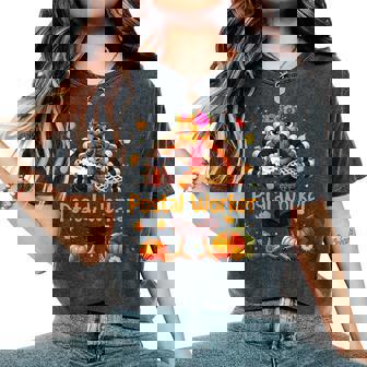 Postal Worker Job Thanksgiving Turkey Flowers Fall Pumpkins Women's Oversized Comfort T-Shirt - Monsterry