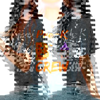 Pre K Boo Crew Teacher Student Halloween Pre Kindergarten Women's Oversized Comfort T-Shirt | Mazezy