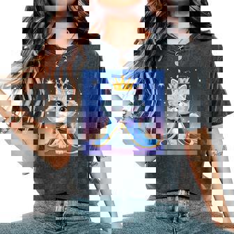 Princess Cat For Girls Starry Night Cute Royal Kitty Look Women's Oversized Comfort T-Shirt - Monsterry