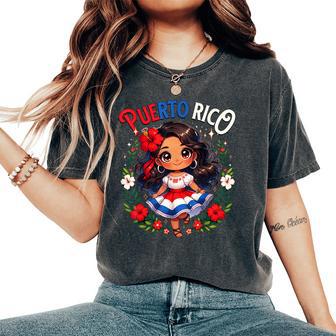 Puerto Rican Girl Culture Pride Cute Girl Traditional Dress Women's Oversized Comfort T-Shirt - Thegiftio UK