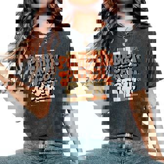 Pumpkin Patch Crew Toddler Boy Groovy Girl Retro Halloween Women's Oversized Comfort T-Shirt | Seseable CA