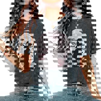 Quote The Horrors Persist But So Do I Floral Cat Lover Women's Oversized Comfort T-Shirt - Monsterry