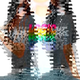 Rainbow Gradient Typography レディースオーバーサイズコンフォートTシャツ - Kawaiitshirt