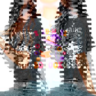 Read More Books Ghost Reading Book Teacher Halloween Women's Oversized Comfort T-Shirt - Thegiftio