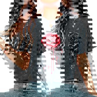 Red Melting Rose Flower Botanist Garden Flower Red Rose Women's Oversized Comfort T-Shirt | Seseable CA