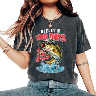 Reelin’ In 100 Days Of School Camo Bass Fishing Teacher Boys Women's Oversized Comfort T-Shirt | Seseable FR