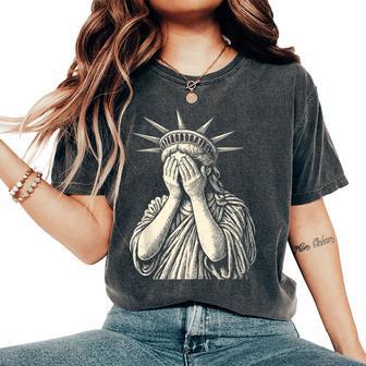 Resist Crying Statue Of Liberty Protest Equality Women Women's Oversized Comfort T-Shirt - Thegiftio UK