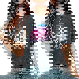 Retro Miami Paisaje Urbanokylineintage 80S Beachouvenir Cuello Camiseta extragrande cómoda para mujer - Regaloses